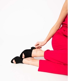 GEMO Mules femme à talon carré dessus en suédine unie noir standard