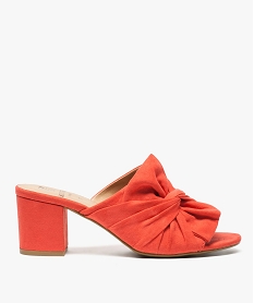 GEMO Mules femme à talon avec nœud sur le dessus rouge standard