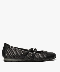 GEMO Ballerines femme confort avec brides cloutées sur le dessus noir standard