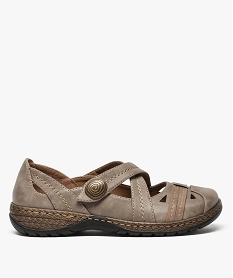 GEMO Ballerines femme confort avec brides croisées marron fonce