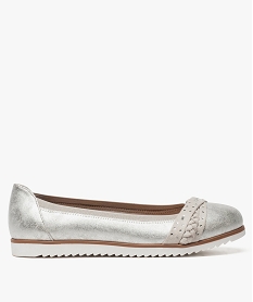 GEMO Ballerines femme métallisées avec strass et semelle crantée Gris