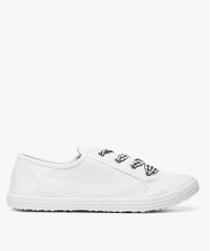 GEMO Tennis en toile pour femme avec lacets à motifs vichy blanc standard