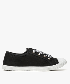 GEMO Tennis en toile pour femme avec lacets à motifs vichy noir standard