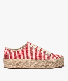 GEMO Tennis femme en toile avec semelle plateforme en corde rouge standard
