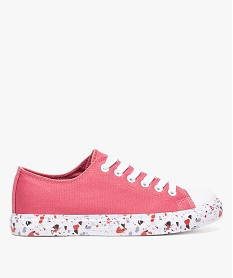 GEMO Tennis femme en toile avec semelle à motifs colorés Rose