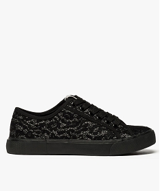 GEMO Tennis femme façon skate shoes en dentelle et argent noir standard