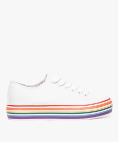 GEMO Tennis en toile pour femme avec semelle plateforme multicolore blanc standard
