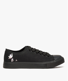 GEMO Tennis femme en toile avec broderie fleurs noir standard