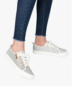 GEMO Tennis femme en toile avec double fermeture lacets et zip 11428