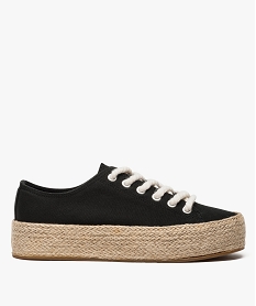GEMO Tennis femme en toile à semelle plateforme en corde noir standard