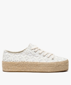 GEMO Tennis en toile pour femme avec semelle plateforme en corde blanc standard