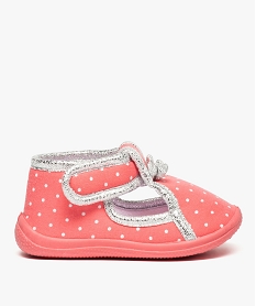 chaussons bebe fille a pois et lisere paillete rose8489301_1