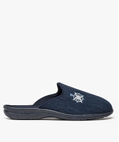 GEMO Chaussons homme forme mules avec broderie boussole Bleu