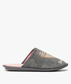 GEMO Chaussons femme forme mules en velours éponge - Little Marcel Gris