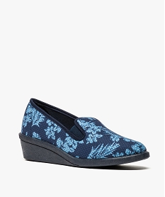 chaussons femme avec motifs fleuris bleu8497101_2