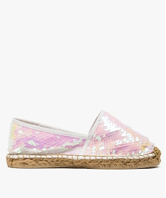 GEMO Espadrilles fille avec sequins brodés Blanc