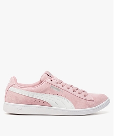 GEMO Tennis femme bicolore avec dessus cuir velours - Puma Rose