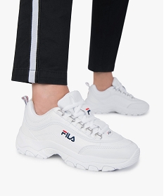 GEMO Baskets Dad shoes* femme à lacets et passants métallisés - Fila Strada Low Blanc