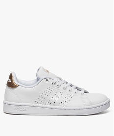 GEMO Baskets femme à lacets dessus cuir – Adidas Advantage Blanc