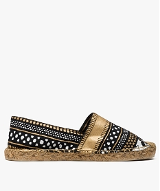 GEMO Espadrilles femme à motifs ethniques pailletés Noir