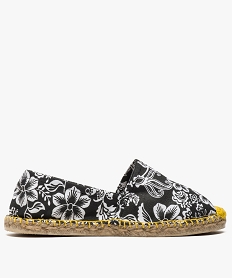 GEMO Espadrilles bicolores avec motifs fleuris Noir