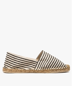 GEMO Espadrilles femme en toile rayée et pailletée Noir