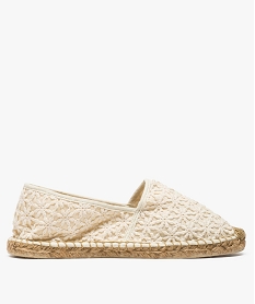 GEMO Espadrilles femme en toile brodée ton sur ton beige standard