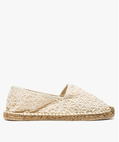 GEMO Espadrilles femme en toile brodée ton sur ton Beige