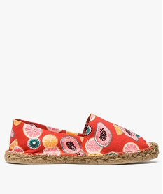 GEMO Espadrilles femme avec motifs fruits dété Rouge