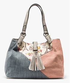 sac a main style ethnique a pampilles rose cabas - grand volume8517201_1