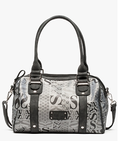 sac bowling en textile imprime avec bandouliere amovible gris sacs a main8517501_1