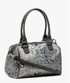 sac bowling en textile imprime avec bandouliere amovible gris sacs a main8517501_2