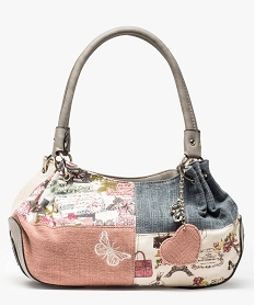 GEMO Sac à main femme motif patchwork Rose