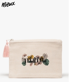 GEMO Pochette femme en coton bio avec motifs fleuris Beige