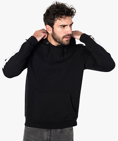 sweat homme a capuche avec bandes sur les manches noir sweats8529301_1