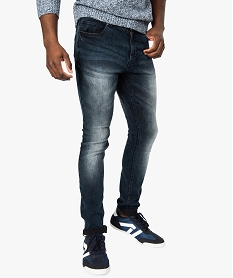 jean homme skinny delave avec plis sur les hanches bleu jeans8530101_1