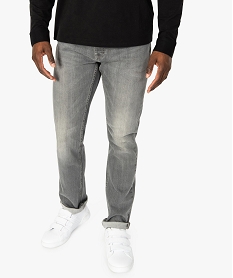 GEMO Jean homme straight stretch 5 poches Gris