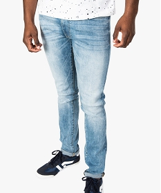 GEMO Jean homme slim stretch taille haute délavé Bleu