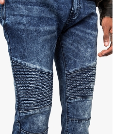jean slim homme avec empiecements surpiques sur les genoux bleu8531001_2