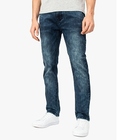 GEMO Jean homme slim taille basse extensible pré-usé Bleu