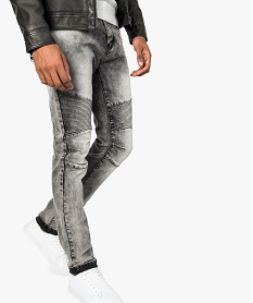 GEMO Jean slim pour homme avec surpiqûres aux genoux Gris