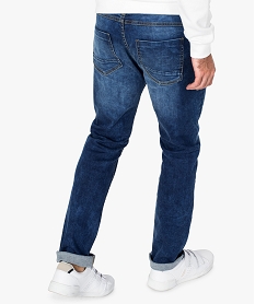 jean homme stretch coupe straight delave effet use bleu8532101_3