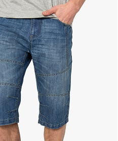 pantacourt homme en jean avec surpiqures bleu shorts et bermudas8533001_2