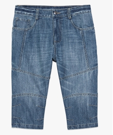 pantacourt homme en jean avec surpiqures bleu shorts et bermudas8533001_4