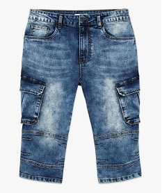 bermuda homme en jean avec larges poches sur les cuisses bleu8533201_4