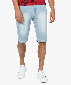 bermuda homme tres extensible avec cordon de serrage bleu shorts en jean8533501_1