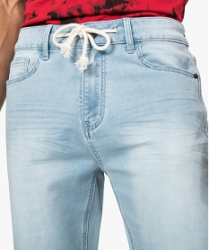 bermuda homme tres extensible avec cordon de serrage bleu shorts en jean8533501_2