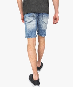 bermuda homme en jean avec surpiqures sur les cuisses bleu shorts en jean8534101_3