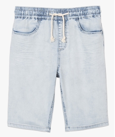 bermuda homme en jean a taille elastiquee bleu shorts en jean8534401_4
