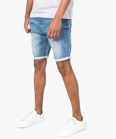 bermuda homme en jean a taille elastiquee gris8534501_1